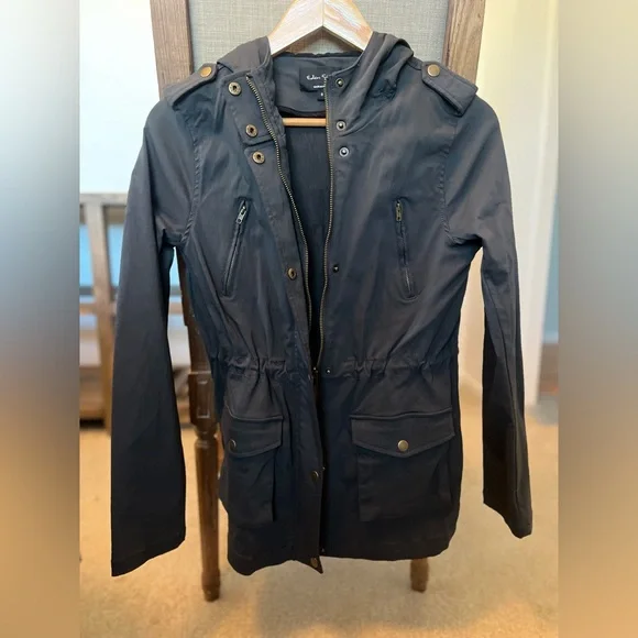 Eden Society: Dark Grey Hood Cargo Jacket. never worn, small, originally $88 - Picture 7 of 8